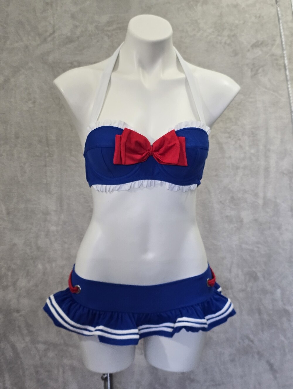 Hot Topic Blue Sailor Bikini Set XS Top M Skirt Bottom Anime Pin Up Kawaii